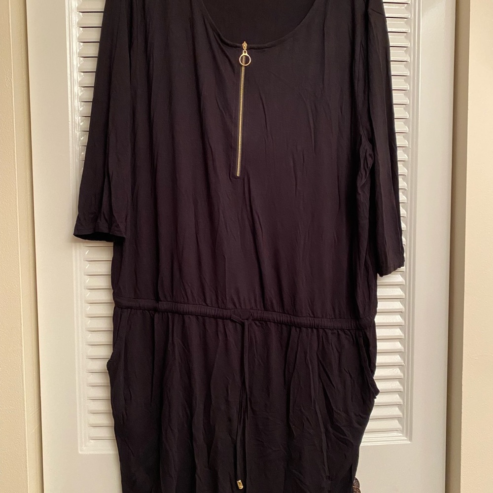 Zip Detail Casual dress with drawstring waist.